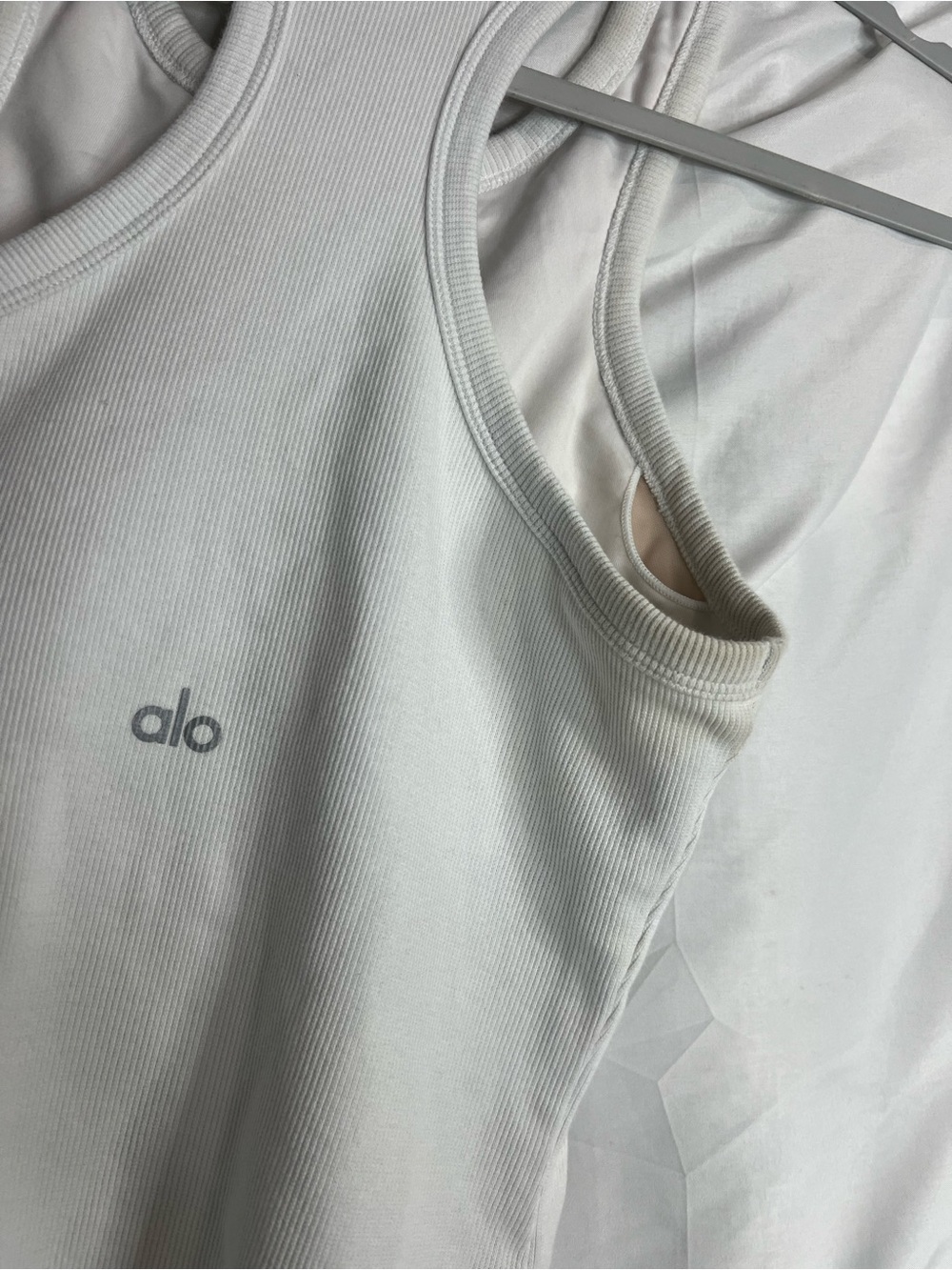 ALO Yoga White Ribbed Tank with Racerback - Picture 4 of 4